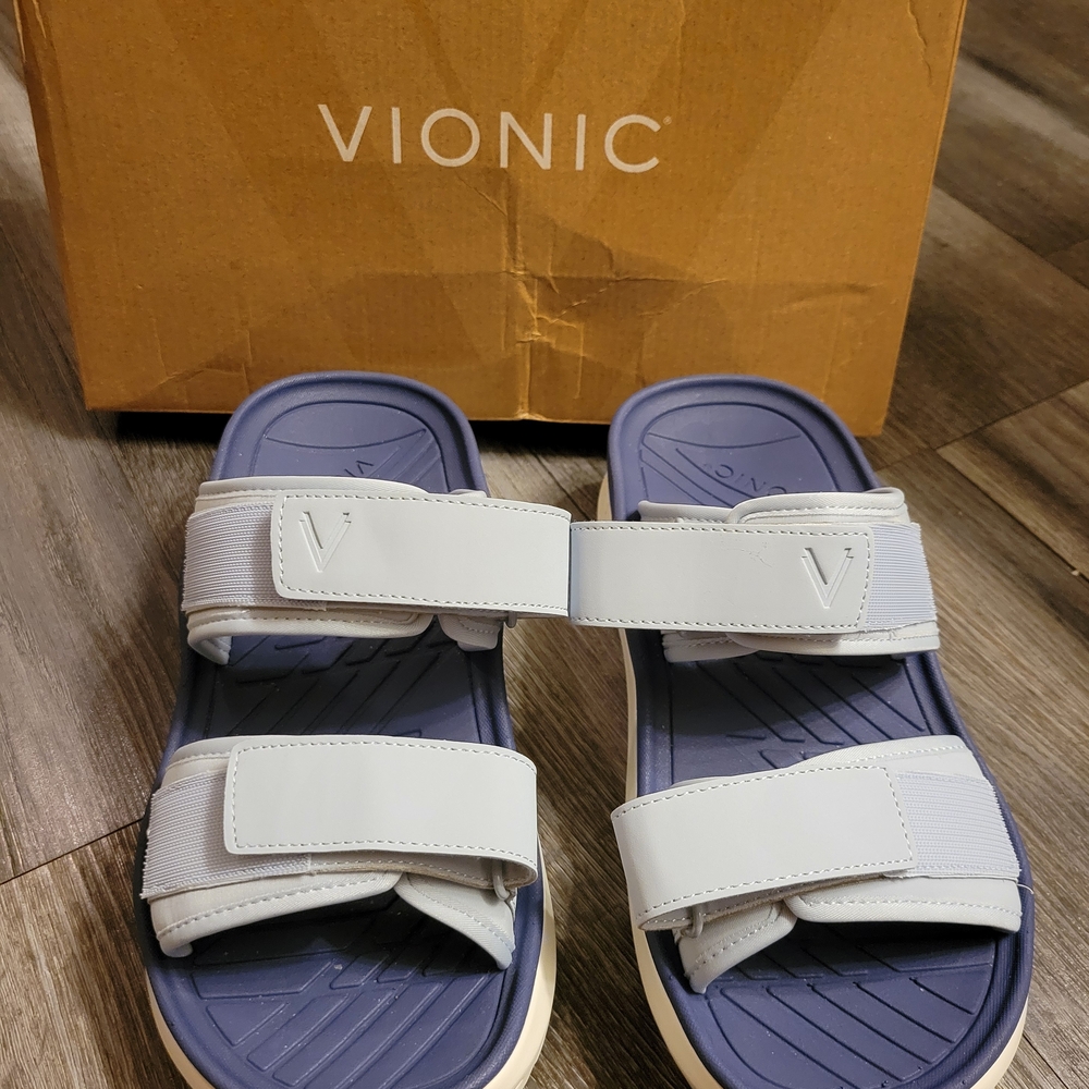 Vionic Recovery Blue and White Sandals:Size 9